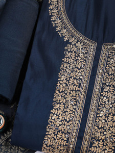 Meena Bazaar Chanderi Embroidered Salwar Suit Material