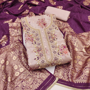 NEGRONI Chanderi Floral Print Salwar Suit Material