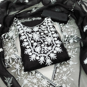 M FASHION Organza Embroidered Salwar Suit Material