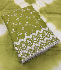 ISHIKA CRAETION Cotton Blend Embroidered Salwar Suit Material