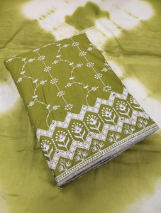 ISHIKA CRAETION Cotton Blend Embroidered Salwar Suit Material