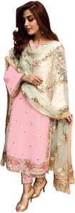 SHAFNUFAB Georgette Embroidered Salwar Suit Material