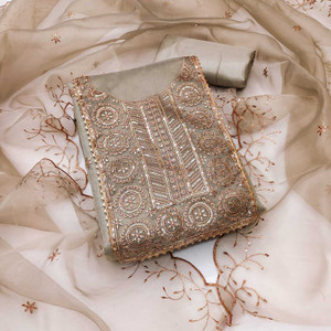 JAKHITARA Organza Embroidered Salwar Suit Material