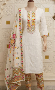 REET MAHAL Pure Cotton Embroidered Salwar Suit Material