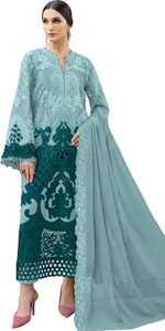KAPANKU Chiffon Embroidered Salwar Suit Material