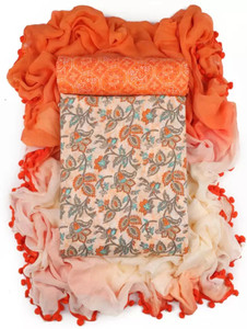 YANKITA Cotton Blend Printed Kurta & Patiyala Material