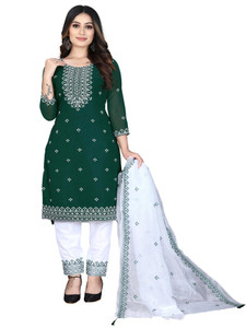 ZONFAB Georgette Embroidered Salwar Suit Material