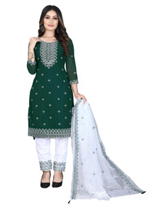 ZONFAB Georgette Embroidered Salwar Suit Material