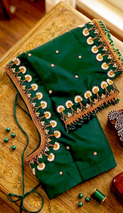 Hani design Art Silk Embellished Blouse Material