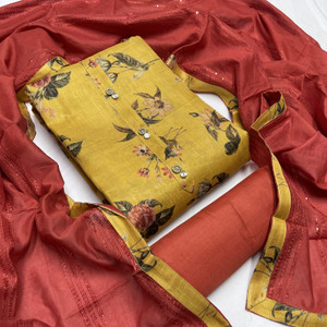SILKORA Chanderi Floral Print Salwar Suit Material