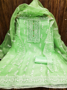 M FASHION Organza Embroidered Salwar Suit Material