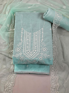 Tavas Chanderi Embroidered Salwar Suit Material