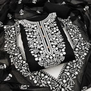 M FASHION Chanderi Embroidered Salwar Suit Material