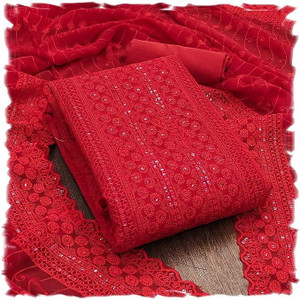 FLAPION CREATION Georgette Embroidered Salwar Suit Material