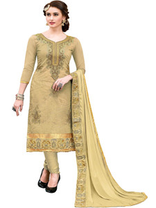 Kimisha Chanderi Solid, Embroidered Kurta & Churidar Material