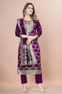 SARVAH Art Silk Self Design Kurta & Churidar Material