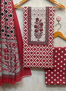 PUNRASAR TEXTILE Cotton Blend Floral Print Salwar Suit Material