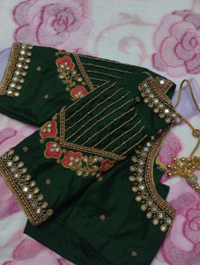 Hani design Art Silk Embellished Blouse Material