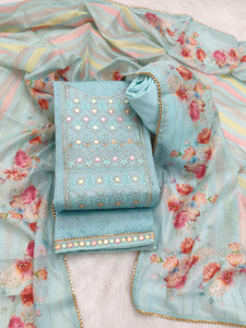 Tavas Chanderi Embroidered Salwar Suit Material