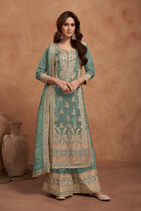 Fashion Care Pure Silk Embroidered Salwar Suit Material