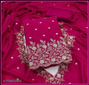 Maiyaash Cotton Silk Embroidered, Embellished Salwar Suit Material