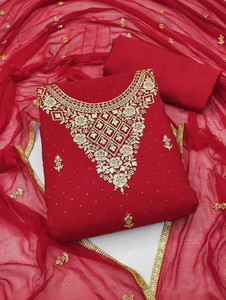 NK Enterprise Georgette Embroidered Salwar Suit Material