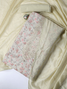 Meena Bazaar Linen Blend Printed Salwar Suit Material