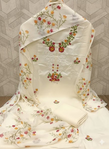krishna boutique Pure Cotton Embroidered Salwar Suit Material