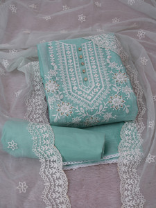 Tavas Chanderi Embroidered Salwar Suit Material