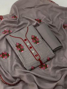 Sthit Cotton Blend Embroidered Salwar Suit Material