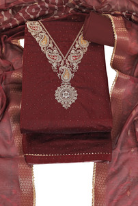 Tavas Cotton Blend Embroidered Salwar Suit Material