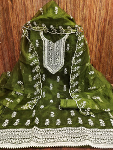 M FASHION Organza Embroidered Salwar Suit Material