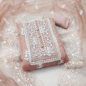 M FASHION Organza Embroidered Salwar Suit Material