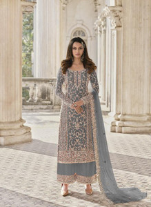 JATRIQQ Net/Lace Embroidered Salwar Suit Material