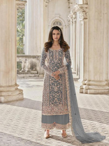 JATRIQQ Net/Lace Embroidered Salwar Suit Material
