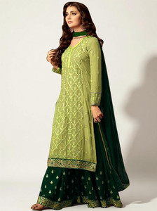 Bhumik Enterprise Georgette Embroidered Gown/Anarkali Kurta & Bottom Material