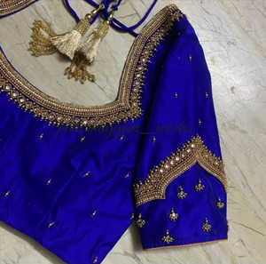 Hani design Art Silk Embellished Blouse Material
