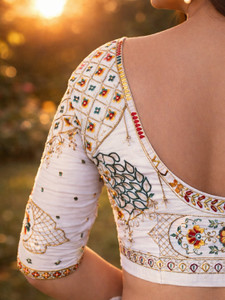 yourwish Satin Embroidered Blouse Material
