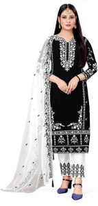 ZONFAB Georgette Embroidered Salwar Suit Material