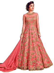 Bhumik Enterprise Net/Lace Embroidered Gown/Anarkali Kurta & Bottom Material