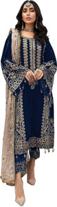 ZONFAB Georgette Embroidered Salwar and Dupatta Material