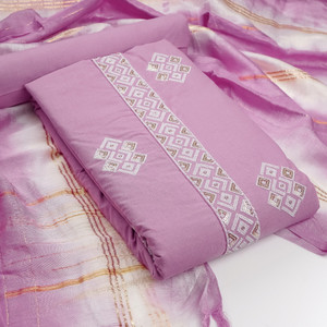 DESIGNERSPOT Satin Embroidered Salwar Suit Material