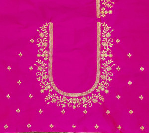 SOMVATI Art Silk Embroidered Blouse Material