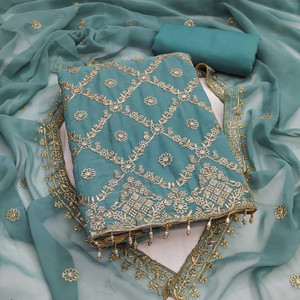 BRAD LEEZO Chiffon Embroidered Salwar Suit Material