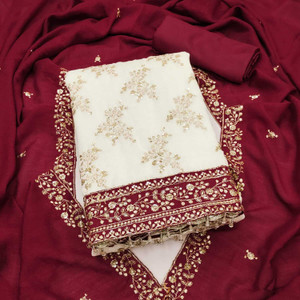 RRRSANKLECHA Acrylic Blend Embroidered Salwar Suit Material