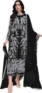 IYALAFAB Organza Embroidered, Embellished Salwar Suit Material