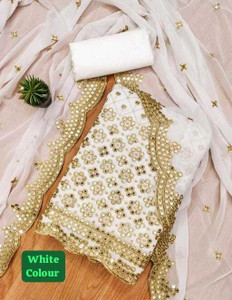 FUSIONVALLEY Georgette Embroidered Salwar Suit Material