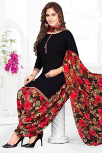 Ruhabs Crepe Solid, Floral Print Salwar Suit Material