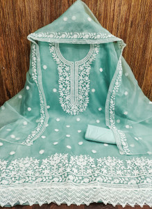 M FASHION Organza Embroidered Salwar Suit Material