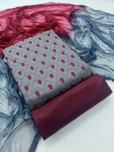 JcCreative Cotton Blend Embroidered Salwar Suit Material